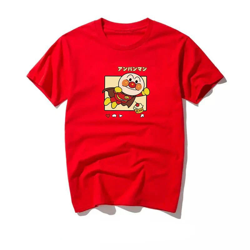 Men's Clothing Summer Anpanman Cartoon Fun Printed Graphic T Shirts Y2k Cotton Loose Casual Women's Short Sleeved Tee Tops Anime