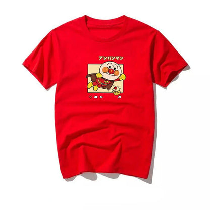Men's Clothing Summer Anpanman Cartoon Fun Printed Graphic T Shirts Y2k Cotton Loose Casual Women's Short Sleeved Tee Tops Anime
