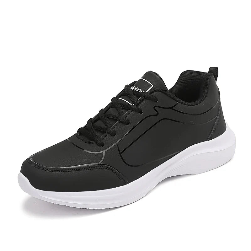 2025 New Lightweight Men Casual Leather Sneakers Non-slip Breathable Male Outdoor Running Shoes Lace Up Soft Sport Shoes