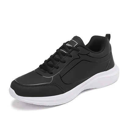 2025 New Lightweight Men Casual Leather Sneakers Non-slip Breathable Male Outdoor Running Shoes Lace Up Soft Sport Shoes
