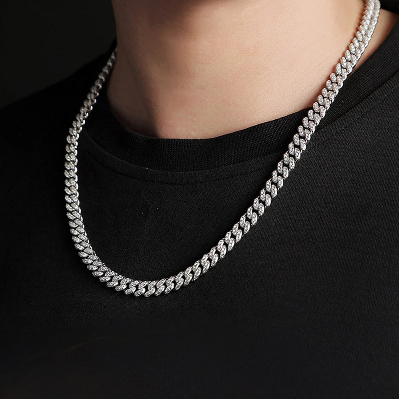 Sparkling Real Full Moissanite Cuban Chain Bracelet for Men Women 8mm S925 Sterling Silver Hip Hop Diamond Link Bracelets