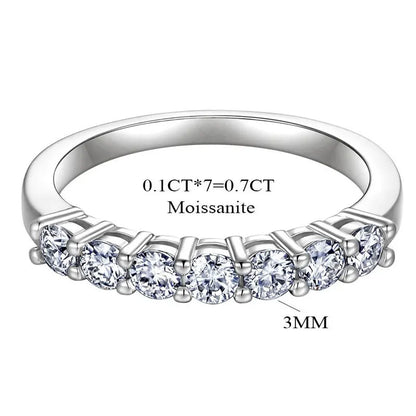 3mm D Color Moissanite Ring s925 Sterling Sliver Plated 18k White Gold Eternity Band Wedding Engagement Rings For Women