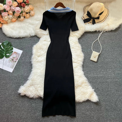 Fashion Summer Knitted Dress Women 2025 New Y2K Embroidery Long Bodycon Sweater Dress Streetwear Lady Vestidos