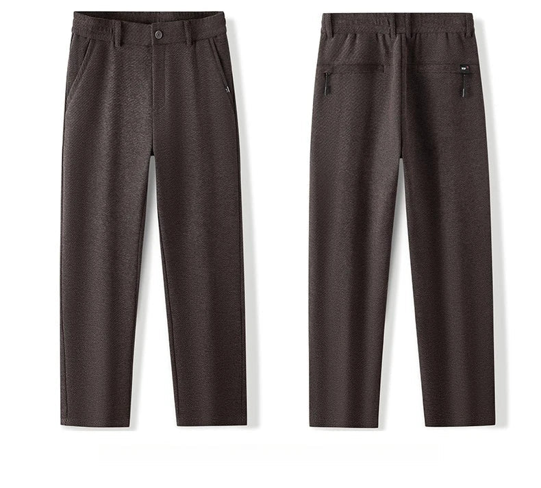 Men's Winter Fleece Elastic Casual Pants Thick Warm Soft Business Stretch Slim Trousers Streetwear Fashion Korean Brand Clothes