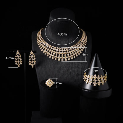 Women's Wedding Cubic Zircon Jewelry and Accessories Bridal Jewellery Set Luxury New in Matching Sets