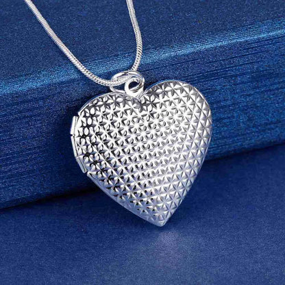 925hot sale Silver color Photo Frame Pendant Necklace Snake Chain For Woman Charm Wedding Fashion Jewelry ColorLN072