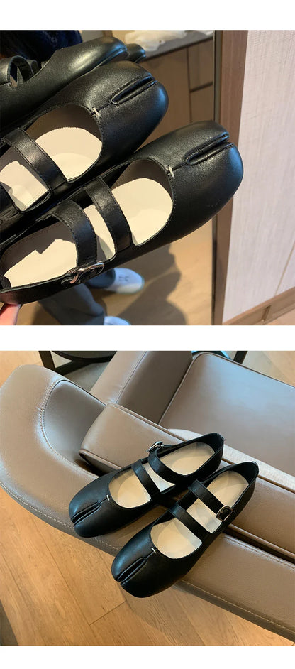 Fashion Women's Shoes New High Quality Leather Split Toe Mary Jane Shoes Comfortable Low Heel Women Shoes Lolita