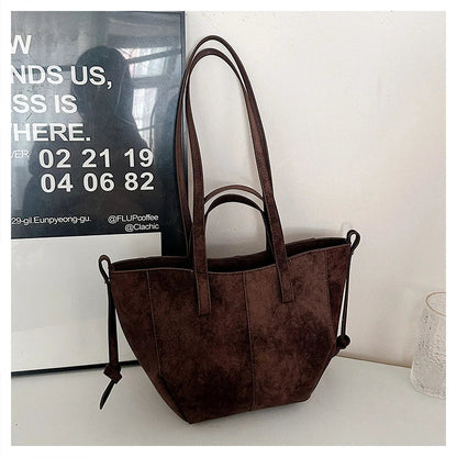 2025 Hot Sale Autumn Soft Women's Handbags Faux Suede Solid Color Large Capacity Shoulder Bag Casual Versatile Ladies Bags