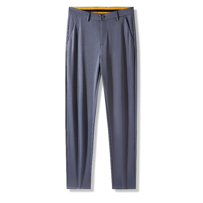 Men Spring Summer Thin Formal Dress Pants High Quality Elastic Waist Business Casual Suit Trousers Work Office Black Long Pants