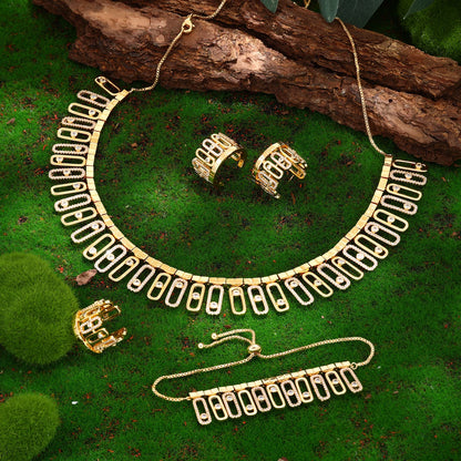 Cubic Zirconia Bridal Wedding Jewelry Set Bridal 4-piece Set Women's Jewelry Set Jewelry Brand Reproduction
