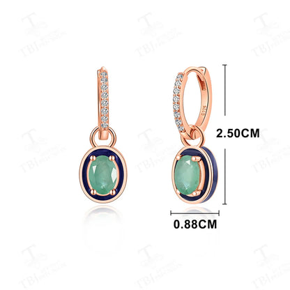Unique fashion design of natural emerald 925 sterling silver earrings elegant and noble female anniversary & banquet gift