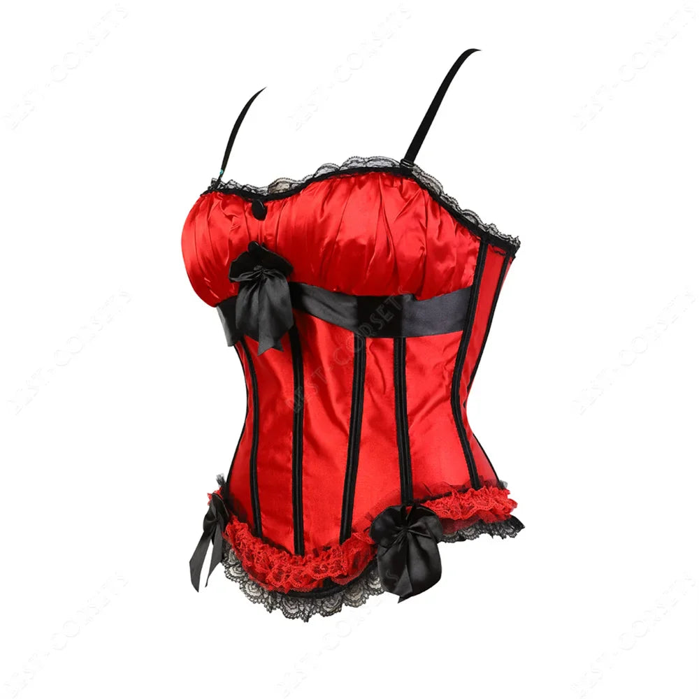 Women Corset Top With Straps Bustier Pink Lace Corset Overbust Tank Tops Thin Straps Sexy Green Corset for Women