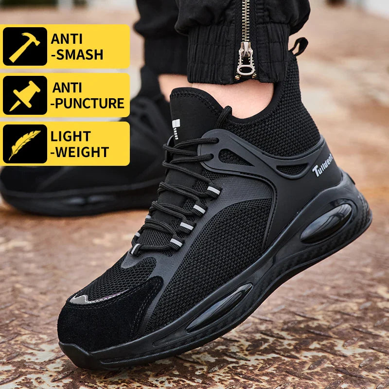 Men's protective shoes, breathable, lightweight, and safe shoes, anti-smashing and anti-puncture work shoes, steel-toe shoes
