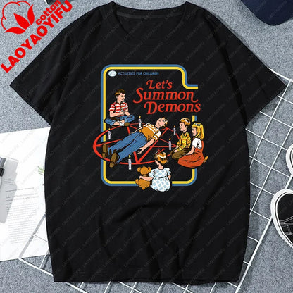 Let's Sacrifice Toby Horror Satanist Graphic Tops Unique Creative Cartoon Streetwear Unisex Scary Short-sleev Tee Ropa Hombre