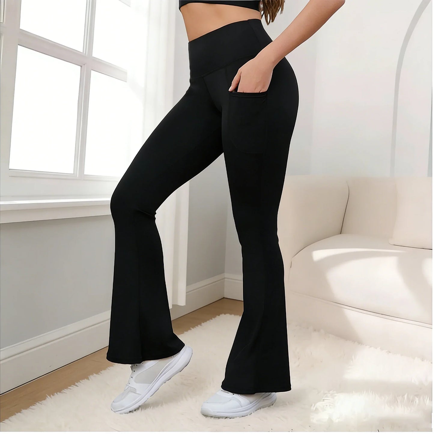Women's spring and summer Flare Pants High Waisted Yoga Leggings Tummy Control Workout Stretchy Casual Sports Wide Leg pants