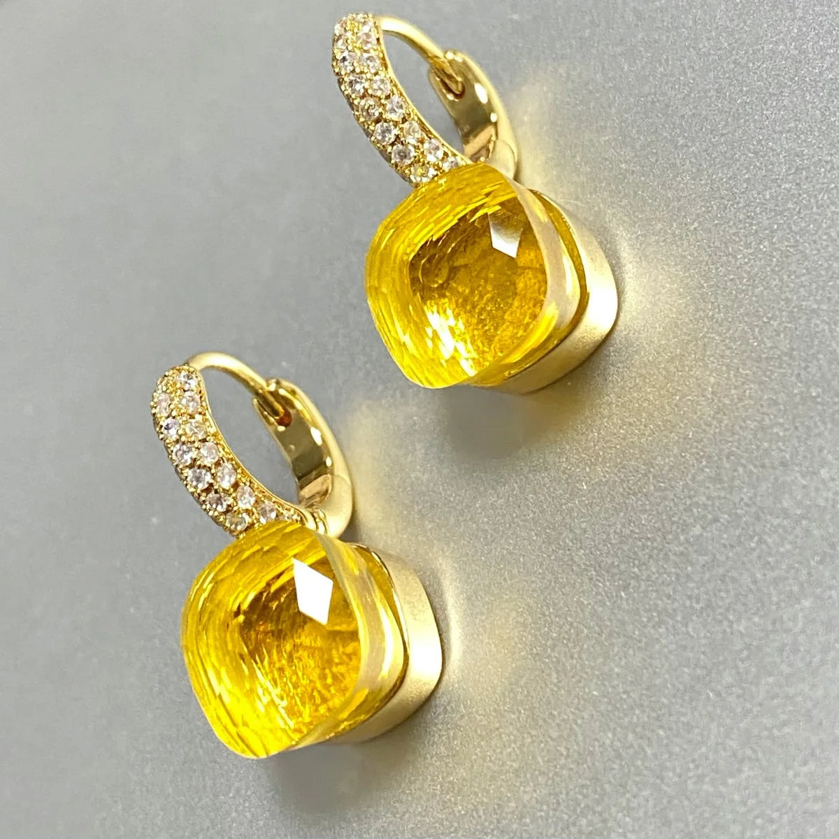 Classic Candy Color Earrings Inlay Transparent Zircon 27Colors Crystal Earrings Rose Gold Plated Fashion Jewelry For Women