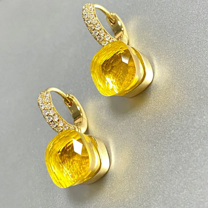 Classic Candy Color Earrings Inlay Transparent Zircon 27Colors Crystal Earrings Rose Gold Plated Fashion Jewelry For Women