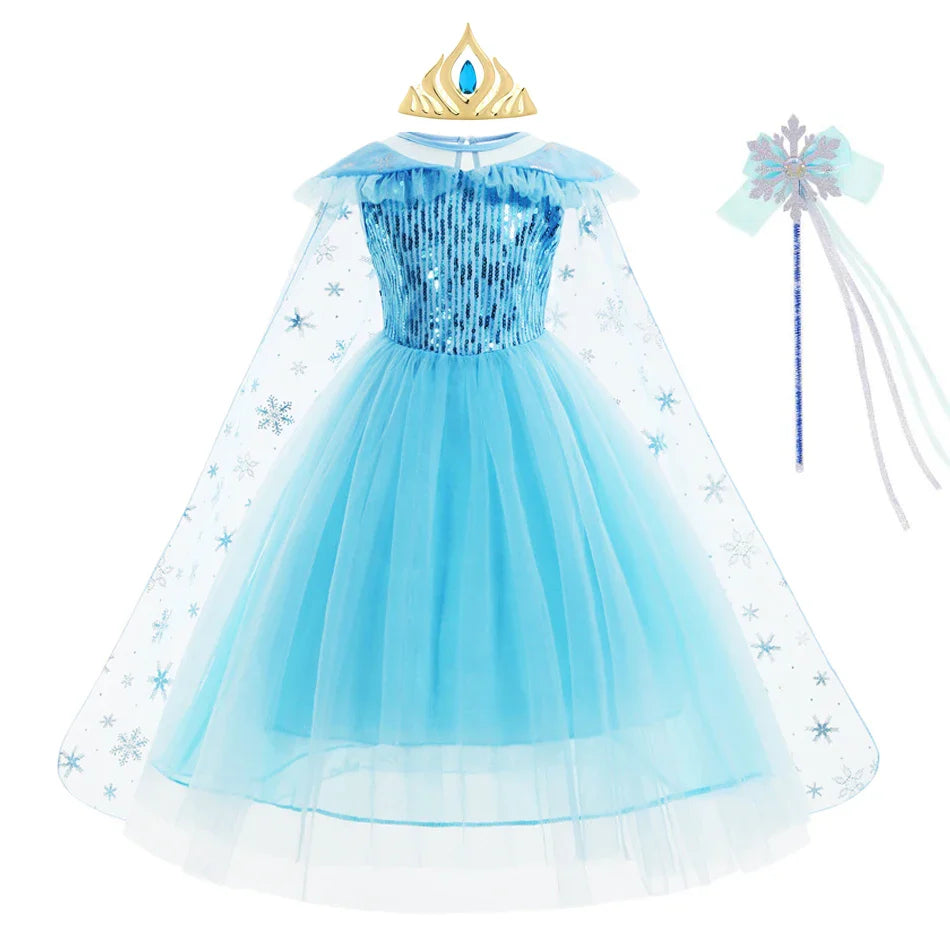 Girls Elsa Dresses Costume Clothes Kid Cosplay Princess Dress Snow Queen Vestido Children Birthday Parti Sukienki