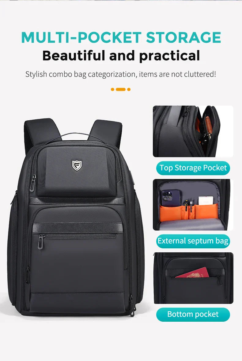 Men 36L Business Backpack USB Waterproof  Multi Pocket Backpacks Fit 17.3 Inch Laptop