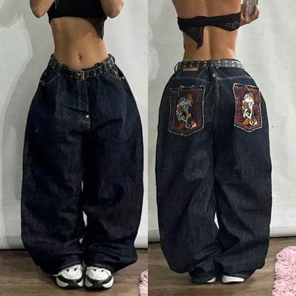 Streetwear Fashion Oversized Print Baggy Jeans