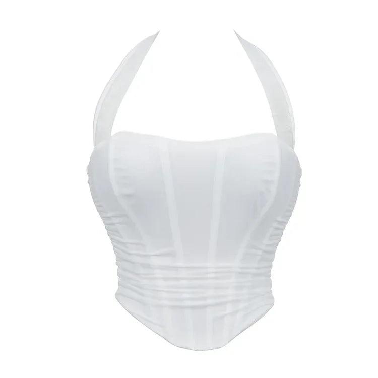 Corset Halter Crop Top Women Camisole Short Cropped Tank Tops Summer Sexy Elegant Nightclub Evening Party Female Clothes