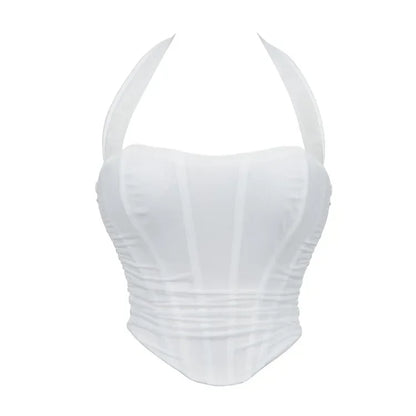 Corset Halter Crop Top Women Camisole Short Cropped Tank Tops Summer Sexy Elegant Nightclub Evening Party Female Clothes