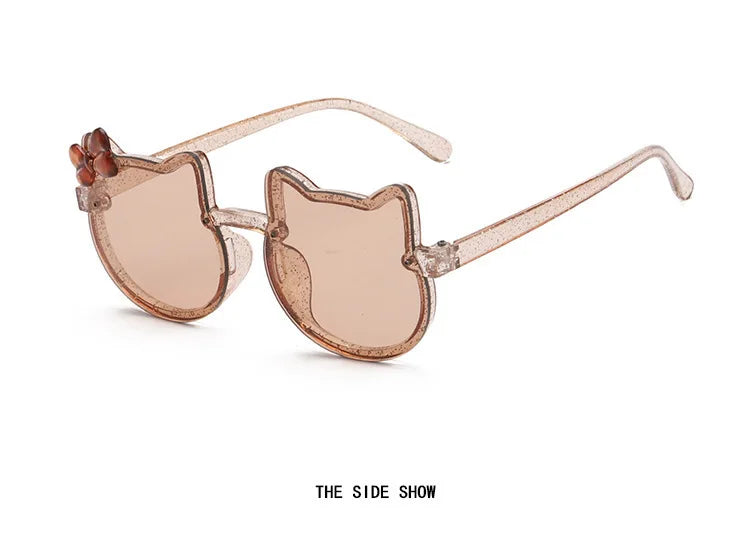 Kids Sunglasses Girls Boys Shiny Bowknot Sun Glasses Lovely Cat Children Eyewear Fashion Gradient Eyeglasses UV400