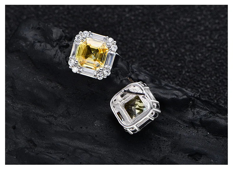100% 925 Sterling Silver 7*7mm High Carbon Diamond 18K Gold Plated Stud Earrings For Women Sparkling Fine Jewelry Gifts