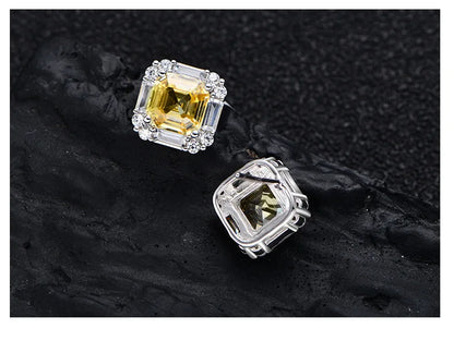 100% 925 Sterling Silver 7*7mm High Carbon Diamond 18K Gold Plated Stud Earrings For Women Sparkling Fine Jewelry Gifts