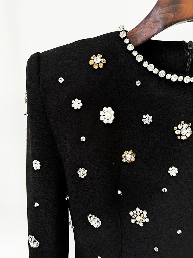 Fashion 2026 Designer Party Vestido Women's Formal Long Sleeve Luxurious Beaded Long Maxi Dress