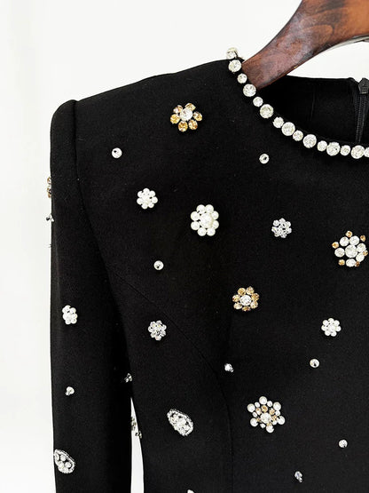 Fashion 2026 Designer Party Vestido Women's Formal Long Sleeve Luxurious Beaded Long Maxi Dress