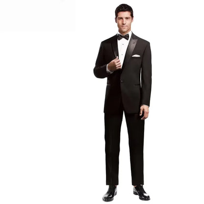 Men's black tailcoat two-piece set | Groom's wedding formal suit (jacket+trousers) Evening gown Business casual sports version