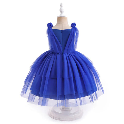 Summer Bow Bridemaid Party Girls Dresses Elegant Tulle Birthday Wedding Princess Dress for Girl New Years Prom Christmas Costume