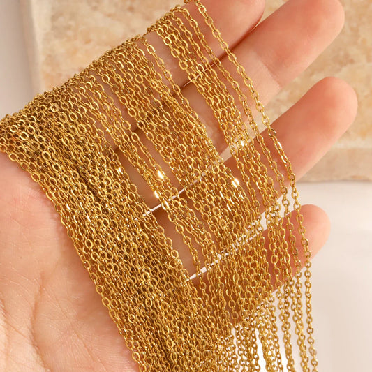 Stainless Steel Chains Necklace Woman 10pcs/lot Bulk Wholesale DIY Rolo 2mm Chain No Fade Choker For Jewelry Making