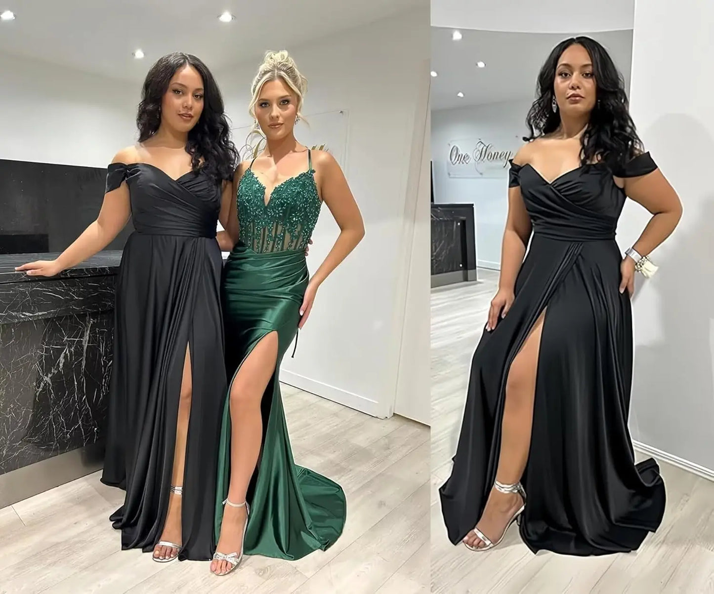 Women's Satin Prom Dresses Long Slit Formal Dresses Off Shoulder Evening Wedding Party Gowns Ruched Sweetheart Lace up Back
