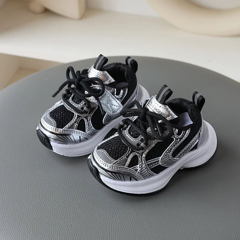 Girls' Sports Shoes 2025 New Style Soft Sole Children's Casual Shoes Fashionable Breathable Stripe Dad Shoes for Kids Boy