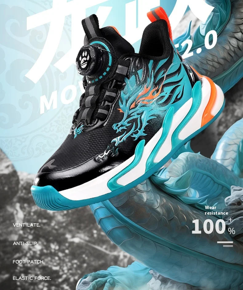 New waterproof leather-top rotary buckle children's sports casual shoes breathable running shoes for primary school students