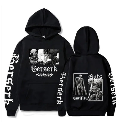 Hoodies Men Women Graphic Print Long Sleeve Streetwear Japanese Style Manga Sweatshirts Fleece Loose Soft Clothing