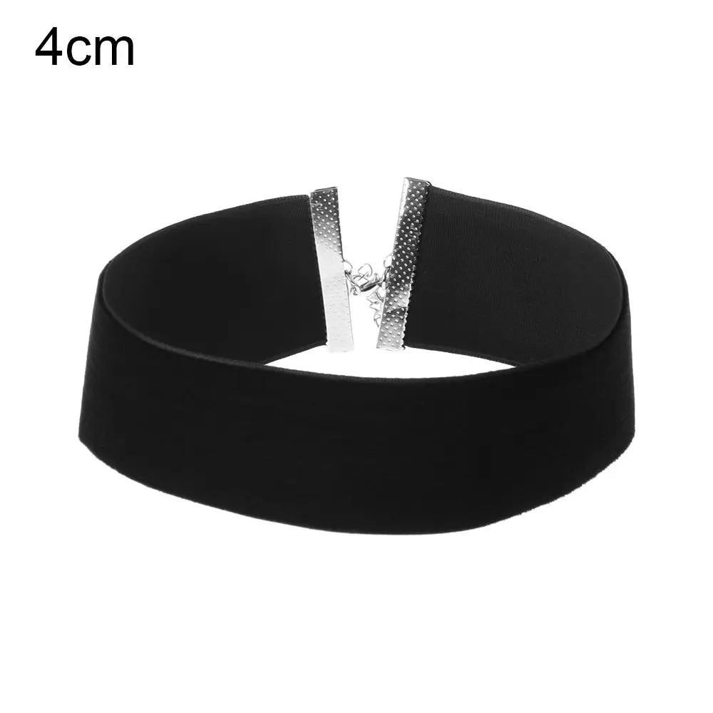 1PC New Fashion Adjustable Black Velvet Choker Wide Band Necklace Ribbon 90s Retro Vintage Gothic Goth Women Necklace