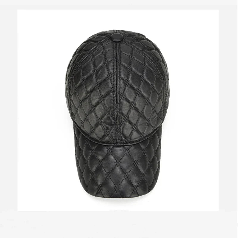 2026 Spring Genuine Sheepskin Leather 55-61CM Black Baseball Caps For Man Casual Street Gf Gorras Dad Hat