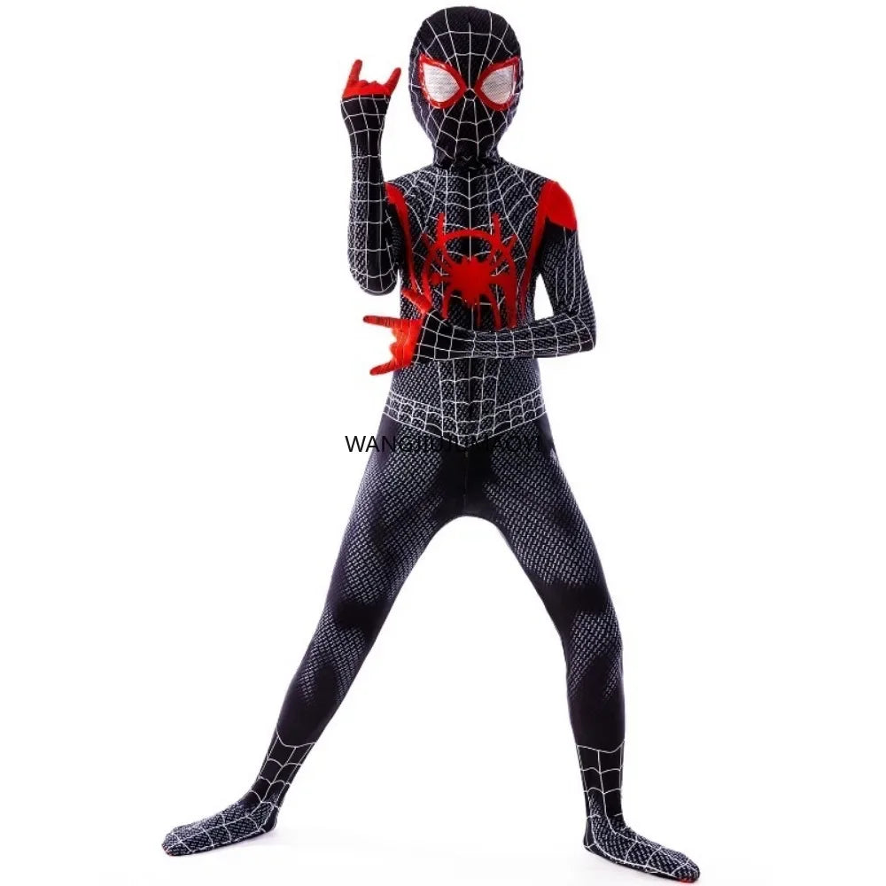 Anime Superhero  Costume Miles Morales Cosplay Zentai Bodysuit  Halloween Costumes Kids Superhero Costumes Movie Characters