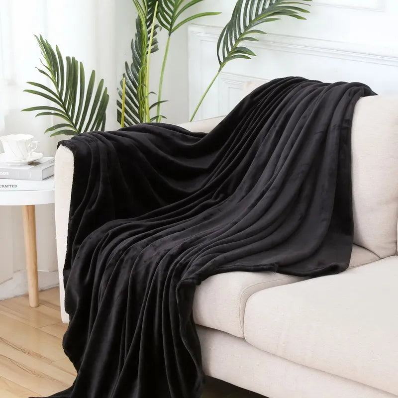 Fluffy Coral Velvet Blanket Flannel Plush Comfortable Thickened and Warm Soft Sofa Throw Blanket for Air-Conditioned Room Luxury