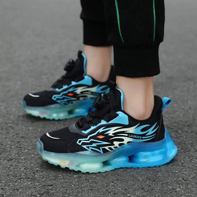 New Anti-skid Leather Kids Sneakers for Boys Running Walking Lightweight Casual Shoes With Fashion Dragon Pattern Size 28-39