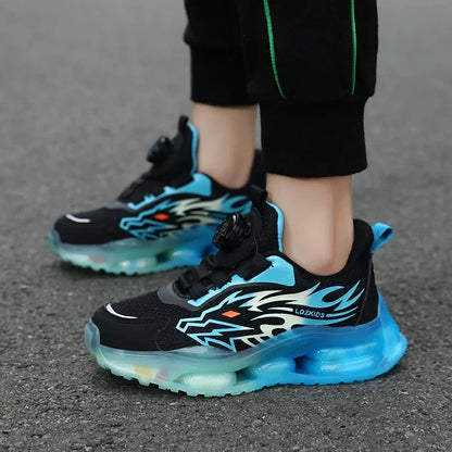 New Anti-skid Leather Kids Sneakers for Boys Running Walking Lightweight Casual Shoes With Fashion Dragon Pattern Size 28-39
