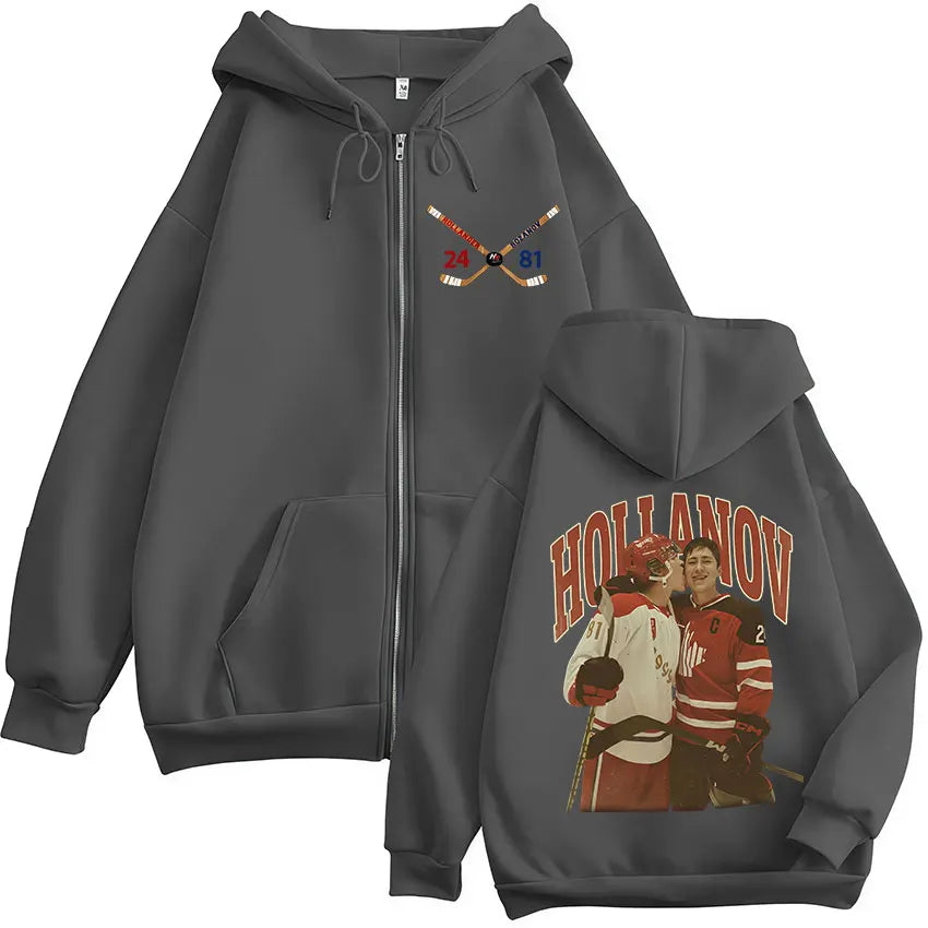 Heated Rivalry Shane Hollander‌ Ilya Rozanov Hollanov 24 81 Merch Zipper Hoodies Men Women Zip Up Sweatshirts Long Sleeve Jacket