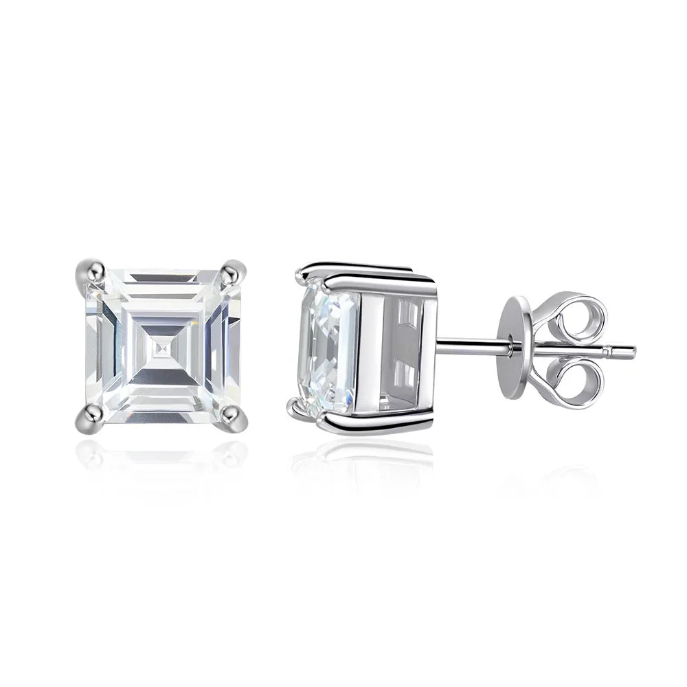 7*7mm emerald Stud Earrings for Women S925 Sterling Silver Lab Paraiba Tourmaline Gemstone Wedding Earrings Fine jewelry