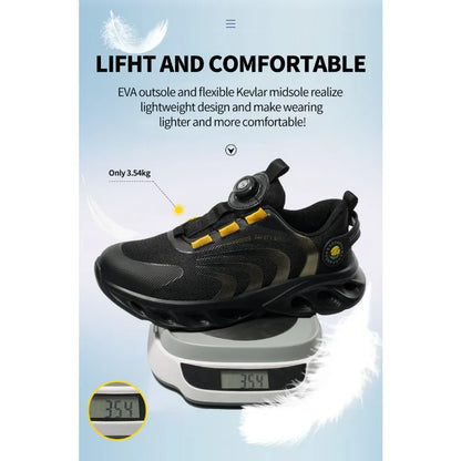 Button Labor Protection Shoes Lightweight Steel Toe Cap Anti Smashing and Anti Puncture Safety Shoes