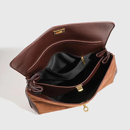 New Split Cow Leather Women's Faux Suede Bag Autumn Winter Underarm Bag for Lady Shoulder Crossbody Bag