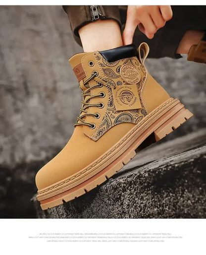 Four Seasons Men's Professional Motorcycle Riding Boots Large Size High Top Casual Leather Boots Fashion British Anti-skid Boots