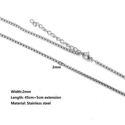 5pcs Stainless Steel Bead Chain Cuba Cross O Ripple Chain Necklace Plated Gold 45CM Adjustable Chain Lobster Clasp DIY Necklace